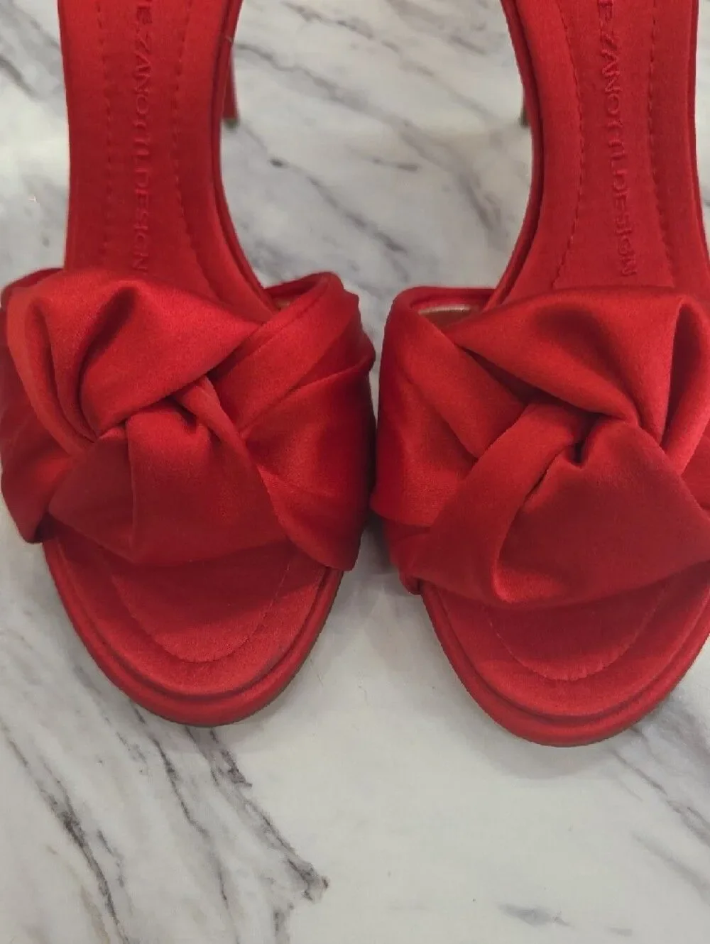Giuseppe Zanotti Red Satin Knot Stiletto Mules